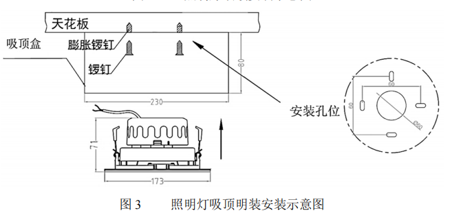 海灣N600 感應(yīng)兩線制系列集中電源集中控制型消防應(yīng)急照明燈具照明燈吸頂明裝安裝示意圖
